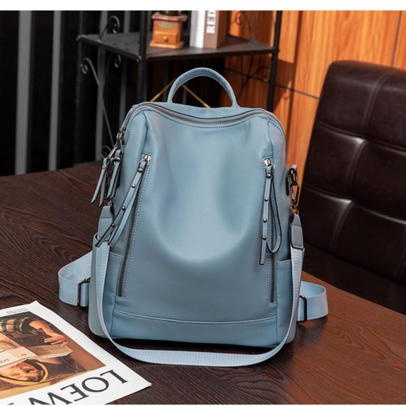 Handbags - NWT leather blue backpack shoulder bag, crossbody bag, purse.